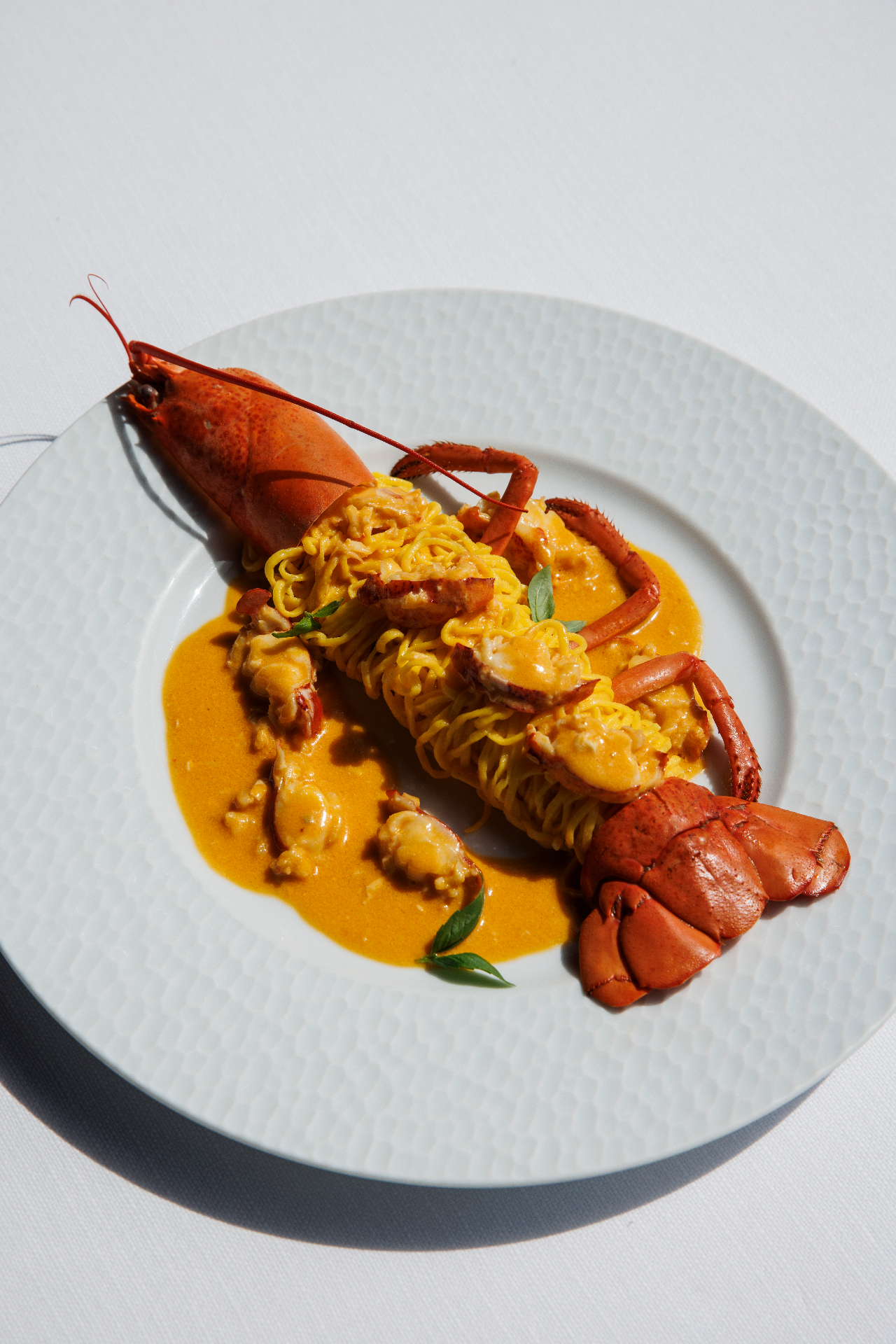 Tagliolini freschi con fricassea di astice e basilico
